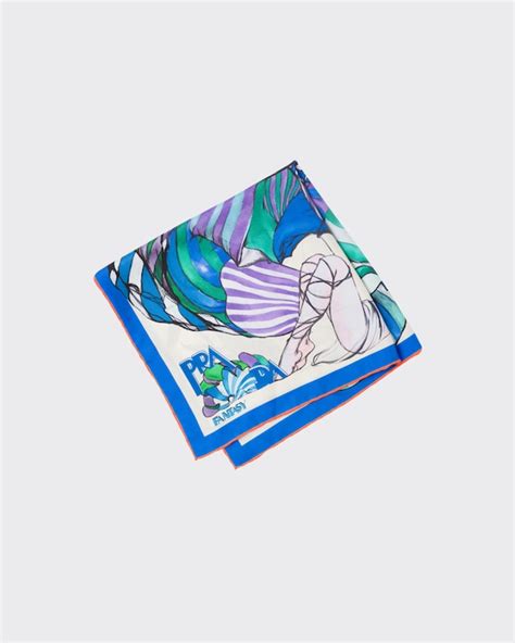 fulard prada|Turquoise Fantasy 55 Silk Foulard .